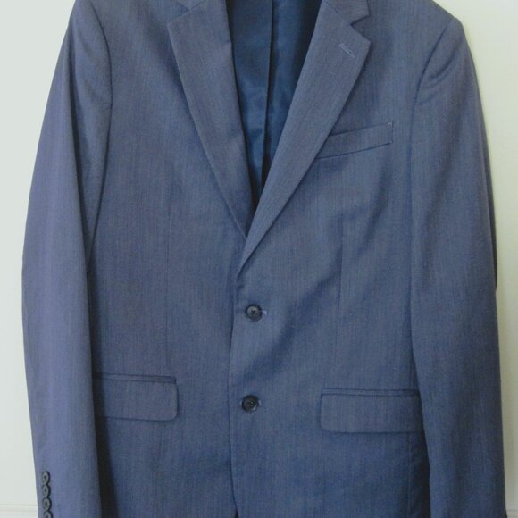 JAY FERRAR-Men's 38R Slim Fit Sport Coat-Blue-Double Vent-Spandex-Notch Labels - Picture 1 of 5